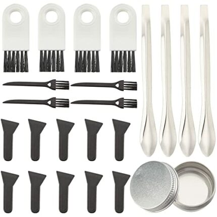 GORGECRAFT 23Pcs Pollen Scrapers Kit for Grinder Including Cleaning Brush Pollen Scrapers Stainless Steel Lab Spatula Micro Scoop and 10ml Alumin