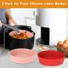 2Pcs Air Fryer Liners Reusable Non-Stick Silicone Air Fryer Pot 7.5 inch Heat Resistant Round Silicone Baking Pan Air Fryer Basket Cake Mould Bow