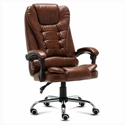 ygqbgy Executive Office Chair with Leather, Swivel Desk Chair for Home and Office, Ergonomic Computer Chair with Adjustable Seat (Color : Brown)