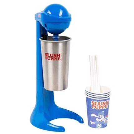 Fizz Creations SLUSH PUPPiE Milkshake Maker. Blue Retro Style. Includes 450ml Stainless Steel Mixing Cup. Officially Licensed SLUSH PUPPiE Mercha