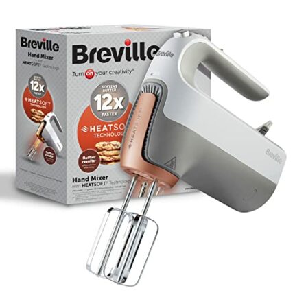 Breville HeatSoft Electric Hand Mixer | Warms Butter for Better Results | 7 Speed Hand Whisk with Powerful 270W Motor | Includes Whisk, Beaters,