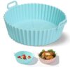 2pcs Air Fryer Basket Silicone, Silicone Air Fryer Liners, Silicone Pot Silicone Pans, Silicone Pot Square Liner Reusable for 3-5 Quart Air Fryer