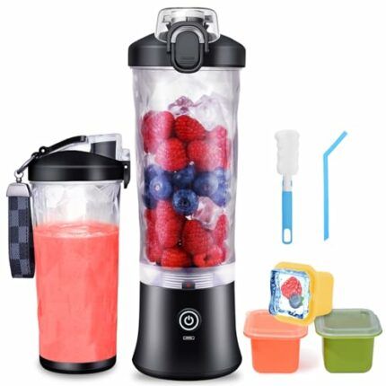 Portab Blender with 6 Blades & 21 oz Cup - Rechargeable & Waterproof Personal Smoothie Blender for Home, Travel & Sports, Crushes Ice, Baby Food