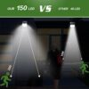 [6 Pack] 150 LED Solar Lights Outdoor iPosible Motion Sensor Security Lights Solar Powered Lights Waterproof 2000mAh Solar Wall Lights Outside fo