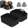 2PCS Silicone Pot for Ninja AF300/AF400UK Dual Air Fryer, Silicone Air Fryer Liners Double Air Fryer Silicone Air Fryer Basket, Air Fryer Rack Ac