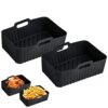 2Pcs Silicone Air Fryer Liners, Rectangle Reusable Air Fryer Silicone Pots, Air Fryer Accessories, Easy to Clean Air Fryer Baking Tray Oven Acces