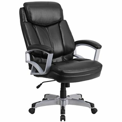 Flash Furniture Hercules Series Big & Tall 500 lb. Rated Executive Swivel Ergonomic Office Chair with Arms, Silver, Black LeatherSoft, Set of 1