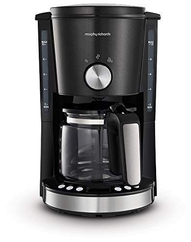 Morphy Richards Evoke Black Filter Coffee Machine - 1.25L - 10 Cups - Pour Over Coffee Maker - 162520