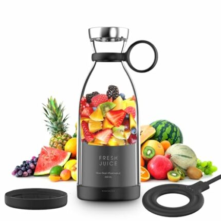 Portable Blender, GYMCYEO 4 Blades Mini Blender Juicing Blenders Multifunctional Personal Blender for Milkshake and Smoothie for Travel, Office,