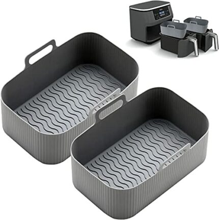 Silicone air Fryer Liners, 2 Pack Reusable, Suitable for The Ninja Dual AF 300UK, Oven and Microwave. Can be Used with The Ninja Dual AF 400UK an