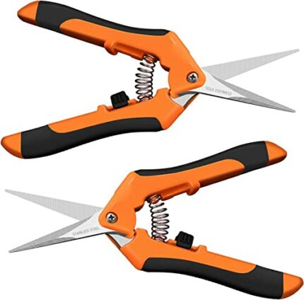 2 Pack Professional Pruning Shears, Trimming Scissors - Straight Tip, Gardening Hand Pruner Pruning Shear Stainless Steel Blades with Spring-Load