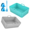 5PCS Air Fryer Silicone Pot for Ninja Dual Air Fryer, Air Fryer Liner for Ninja AF300UK AF400UK, Reusable Silicone Baking Basket/Tray for Ninja F