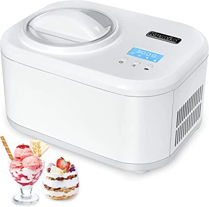 KUMIO Ice Cream Maker with Compressor, No Pre-freezing Ice Cream Machine, Gelato Sorbet Frozen Yoghurt Maker with LCD Display & Timer, Detachable
