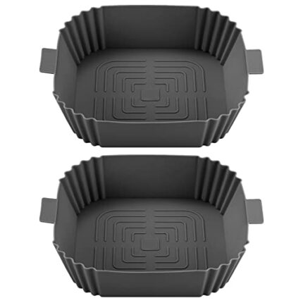 GNCLOUD Air Fryer Silicone Pot 2pc Reusable Square Silicone Baking Pan Air Fryer Accessories Paper Liners Replacement for Oven Microwave