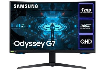Samsung Odyssey G7 LC27G75TQSPXXU 27" 1000R Curved Gaming Monitor - 240Hz, 1ms, 1440p QHD, Gsync, QLED, HDR600, HDMI, Displayport, USB