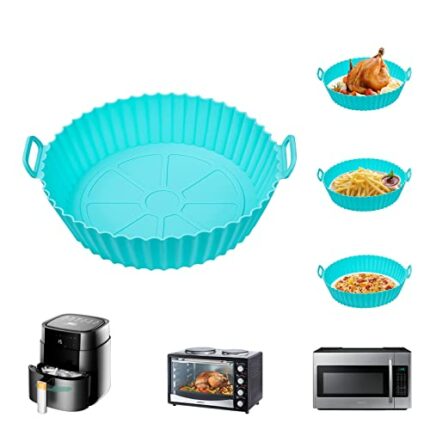 Silicone Air Fryer Liners, 7.8inch 20cm Round Air Fryer Liners Reusable Silicone Basket Pot Accessories Baking Tray for Microwave Oven Home Kitch