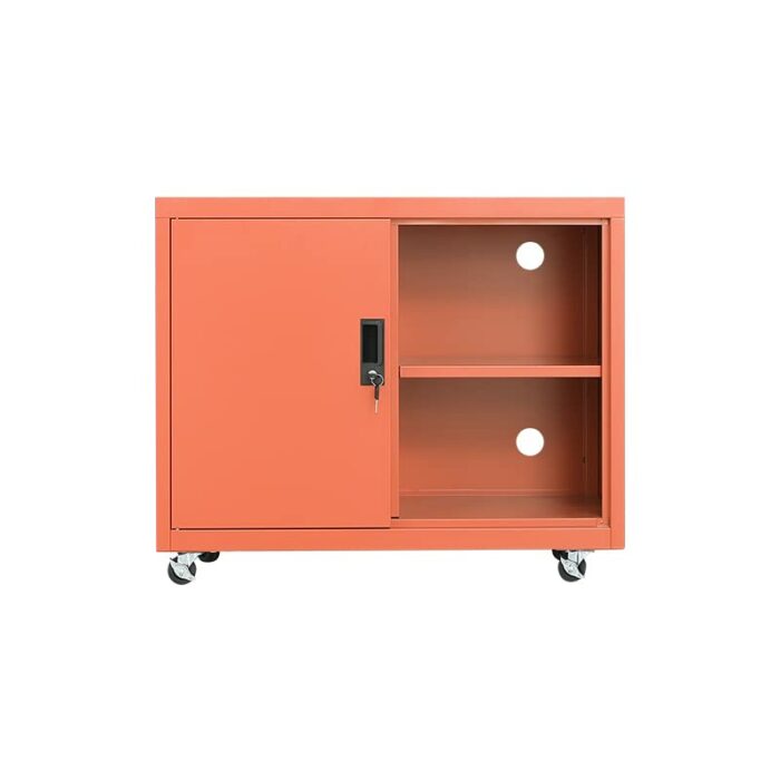 Fumedo Metal Mobile Lateral File Cabinet, Storage Locker,Printer Stand with Open Storage Shelves for Office,School,Home,Living Room. (Orange)