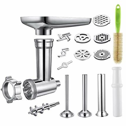 Gdrtwwh Metal Food Grinder Attachment Compatible with All KitchenAid Stand Mixers and PHISINIC Stand Mixer,Includes 3 Sausage Stuffer Tubes