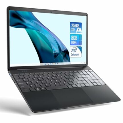 SGIN Laptop 15.6 Inch Laptop 8GB RAM 256GB SSD Storage(TF Card 512GB), Celeron Quad-Core, Full Size Keyboard, PC Notebook with 2xUSB 3.0, Dual Ba