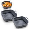 2PC Air Fryer Silicone Pot,Air Fryer Basket Foldable Silicone Liners,Reusable Air Fryer Replacement Basket,Air Fryer Pot 7.9 inch,Ninja Dual Air