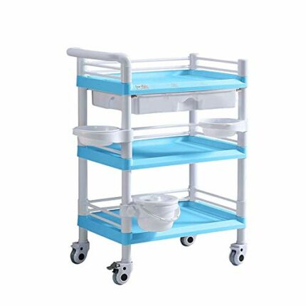 Beauty Cart Organizer Rolling Trolley with Lockable Rolling Wheels and 2 Abs Drawer, for School, Office, Home, Salon/Pink/98 * 54 * 37Cm, PIBM, B
