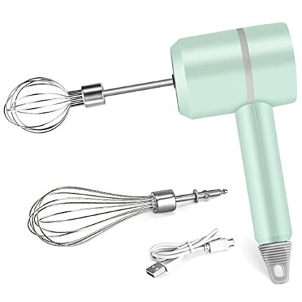 Hand Mixer Electric Whisk Wireless Portable Hand Whisk USB Rechargeable 3 Speeds Electric Mixer for Making Coffee Cake Lattes Electric Hand Whisk