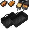 Usper 2PCS Air Fryer Silicone Pot for Ninja Foodi Dual DZ201 DZ401 AF300UK AF400UK & Tower T17088, Air Fryer Liner Basket Accessories for Instant