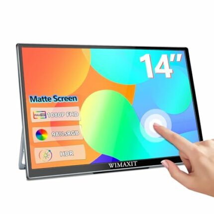 WIMAXIT Portable Touch Screen Monitor, 14 Inch Touchscreen Thin Matte Exra HDR Monitor 1920×1080P FHD IPS with Mini HDMI USB-C Eye Care External