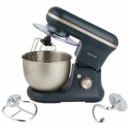 Salter EK5620BGRY Marino Baking Stand Mixer - 6 Speed Kitchen Mixer With Pulse, 5L Stainless Steel Mixing Bowl, Removable Splash Guard, Whisk, Do