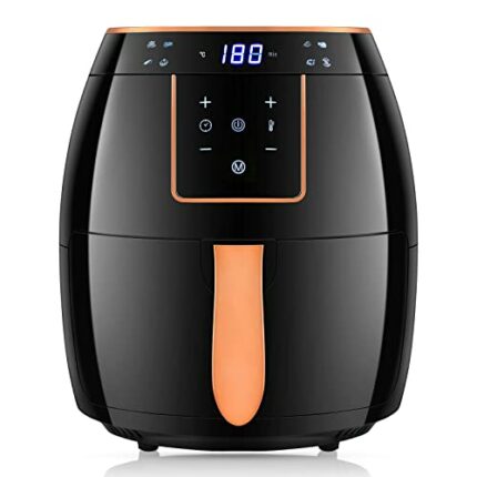 INMOZATA Air Fryer 5.5L, Oil Free Air Fryers with Non-stick Removable Basket, One-Touch Digital Screen, 360° Rapid Air Circulation, 8Presets, 0-3