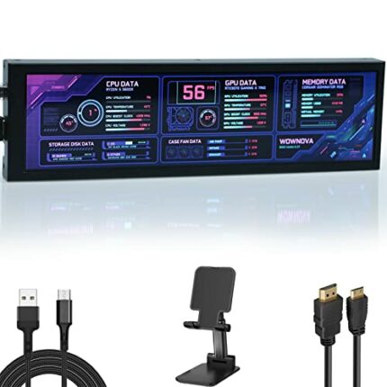 WOWNOVA Computer Hardware Temp Sensor Panel 8.8" Monitor, PC Temperature Display, HD LCD Screen for PC Case Accessories Gaming Secondary Monitor,