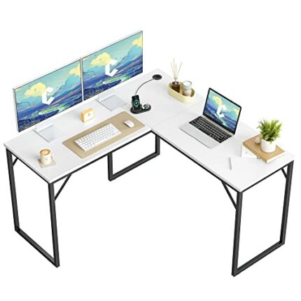 CubiCubi L Shaped Desk, 50.4 Inch Computer Corner Desk, Modern Home Office Study Writing Workstation, Space-Saving, Easy to Assemble, White