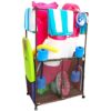 Essentially Yours Pool Equipment Holder with Towel Drying Bars, Mesh Rolling Pool Storage Organizer Bin, Extra Large with Towel Hanger, (34.5" W