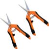 2 Pack Professional Pruning Shears, Trimming Scissors - Straight Tip, Gardening Hand Pruner Pruning Shear Stainless Steel Blades with Spring-Load