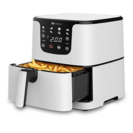 PureMate Air Fryer with Digital Display & Recipes Book, 5.5L Healthy Oil Free 1700W Air Fryer with 7 Preset, LED One Touch Screen, Timer & Adjust