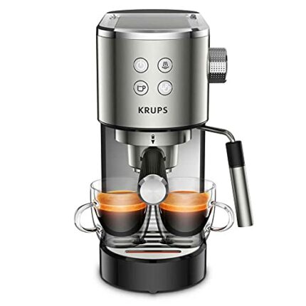 Krups Virtuoso XP442C40 Espresso and Coffee Maker with Milk Frothing Wand, 1 Litre Coffee Machine, Automatic Bean to Cup Coffee Machine, 15-Bar P
