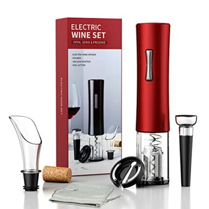 UNICHERRY Electric Wine Opener with Foil Cutter, Vacuum Stoppers, and Pourer - A Must-Have for Men and Women, Effortlessly Open Your Wine - Perfe
