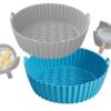 2pcs Air Fryer Silicone Liner 7.8 inch/20cm Medium Air Fryer Accessories Reusable Replaces Parchment Paper Fits 3-5L Compatible with Ninja, Cosor