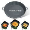 Vicloon Air Fryer Silicone Pot, 8.27 inch Air Fryer Liners, Supersoft Round Air Fryer Replacement Basket, Reusable Heat Resistant Non-Stick Baske