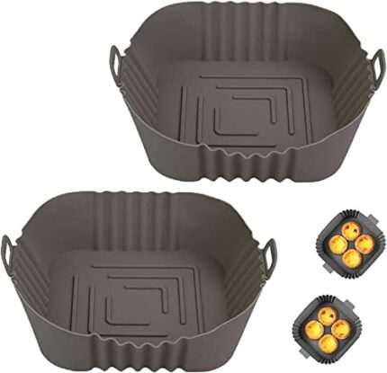 Airfryer Silicone Liners, 7.8inch Air Fryer Liner, Airfryer Liners Silicone Square Air Fryer Liners, Airfryer Liners Reusable Airfryer Accessorie