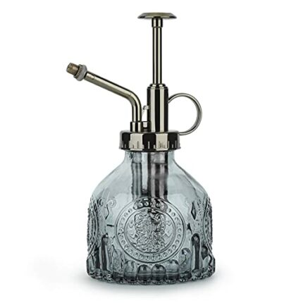 T4U 200ML Glass Plant Mister, Vintage Spray Bottle with Top Pump Fine Mist Garden Flower Sprayer Small Decorative Spritzer Watering Can Gift for