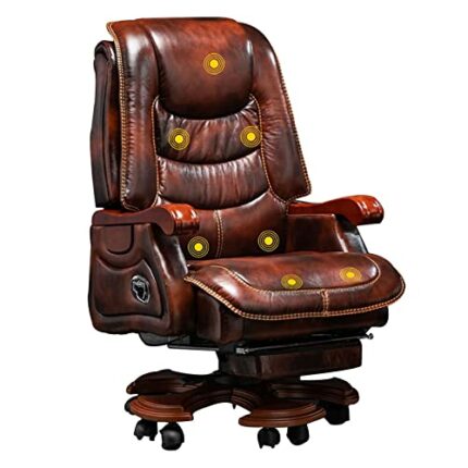 YT.JYUERI Relax Comfortably Safe Big and Tall Executive Office Chair Genuine Leather Massage Office Chair Ergonomic Executive Chair with 7 Points