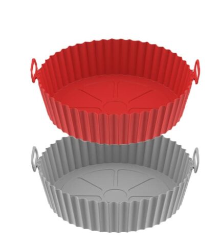 MEKY Air Fryer Silicone Baking Tray, 7.5'' Air Fryer Silicone Pot, Air Fryer Silicone Liners Food Safe,Reusable Non-Stick Air Fryer Silicone Bask