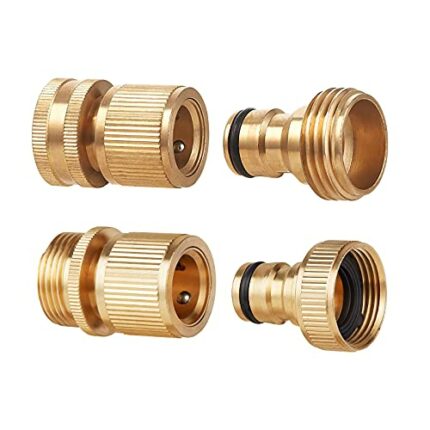 Tech Traders 4Pcs Expandable Garden Hose Male and Female Adaptors Connector,Brass Hose Quick Connector Fittings for Spray Guns,Gardening,Spray Ap