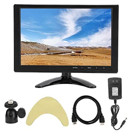 Pissente 1080P Display, Universal LCD Monitor 10.1in 1280x800 16:10 HD LCD Monitor Support HDMI VGA AV Input Convenient for Desktop Computer