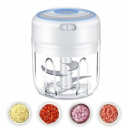 Electric Mini Garlic Chopper, Food Chopper, Mini Food Processors, Wireless Portable Kitchen Food Mixer with USB Charging, Powerful Easy Cleaning