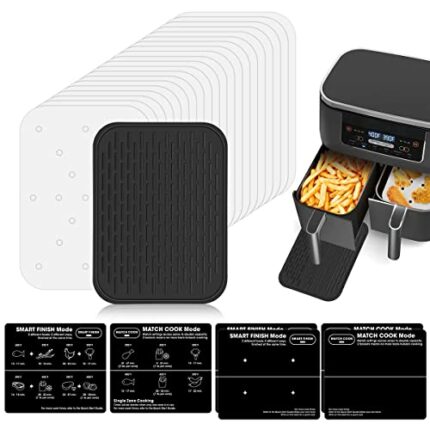 Aieve Air Fryer Accessories for Ninja Foodi Dual Air Fryer,100Pcs Air Fryer Liners, Silicone Air Fryer Basket Mat and DIY Labels Stickers Compati