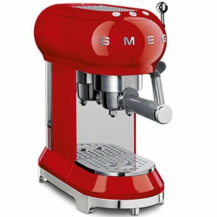 Smeg ECF01RDUK 50's retro style espresso coffee machine, stainless steel filter holder, an anti-drip system, 1L, Red
