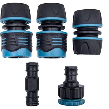 Aqua Flow Hose Pipe Connector Set - Premium 5-in-1 Hose Connecter Ideal for Universal 1/2" UK Hose Pipes, Made from Durable ABS Plastic, Quick Co