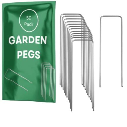 Green Thumbz Garden Pegs - (50 Pack) 4 inch Anti-Rust Weed Membrane Pegs - Galvanised Garden Pegs for Weed Control Membrane, Artificial Grass, Ga